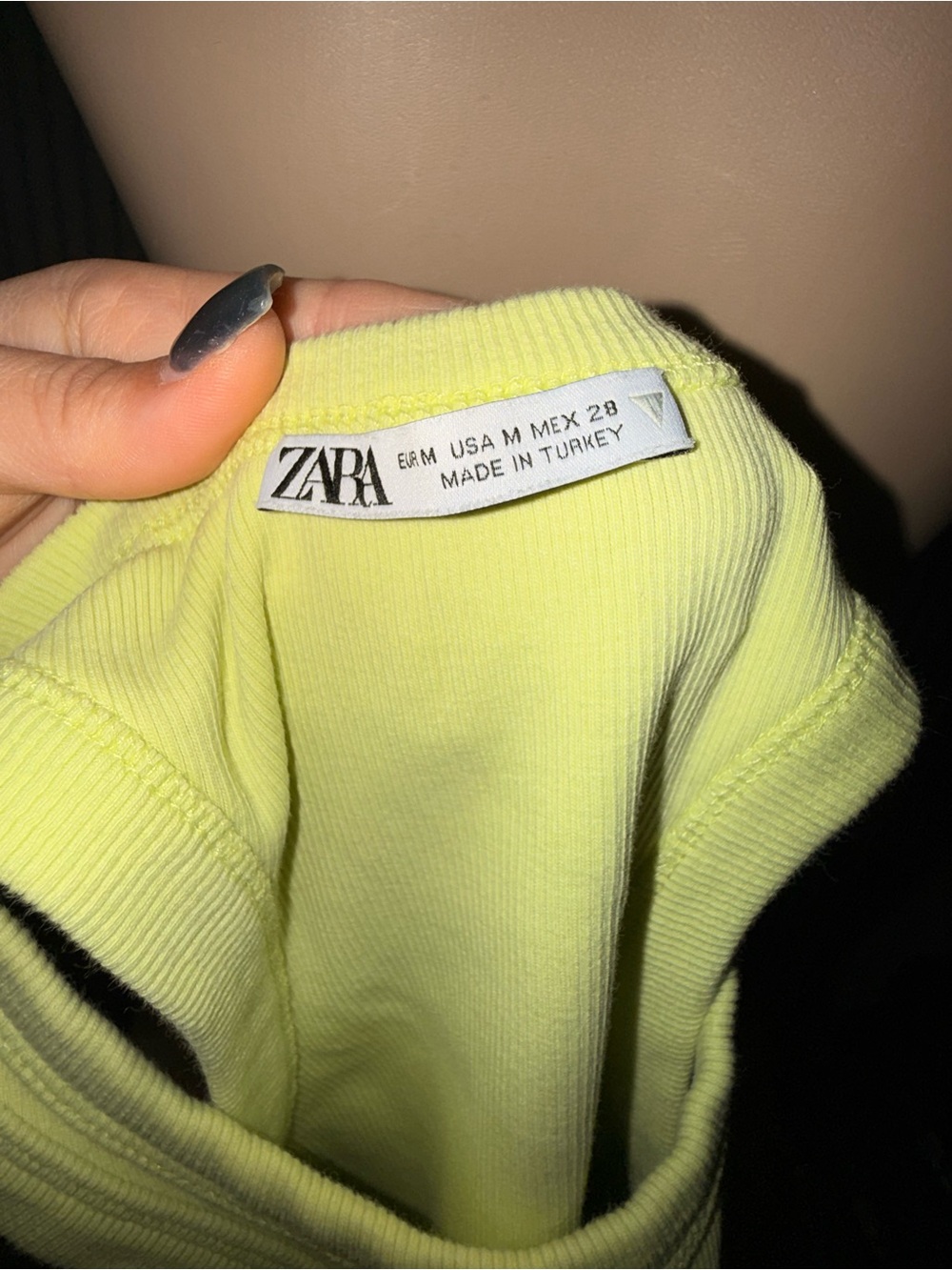 Zara Neon Yellow Ribbed Crop Racerback Tank - Picture 3 of 3